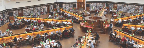 Large library hall. Image from Pixabay