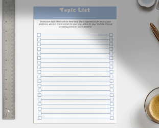 Topic List. Brainstorm your topics for your blog